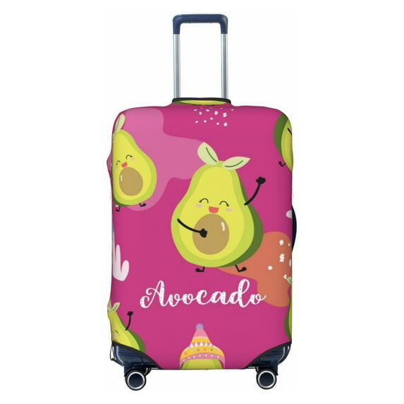 Lsque Pink Green Avocado Printed Luggage Cover, Travel Luggage Protector,Scratch and Dirt Resistant, Fits 18-32 Inch Luggage - Large