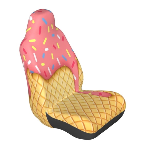 Lsque Pink Ice Cream Pattern Car Seat Covers for Front Seats , Waterproof Seat Covers for Cars, Sporty Front Seat Covers,Car Seat Cover Protector Front Seats