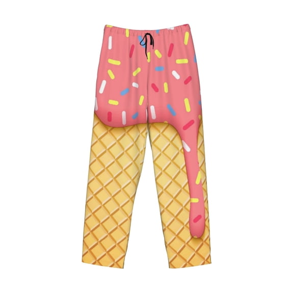 Lsque Pink Ice Cream Print Men's Pajama Pants, Lounge Pant - Comfortable Home Wear,Elastic Waistband, Stylish Design-Small