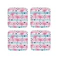 thumbnail image 1 of Lsque Pink Striped Flamingo Pattern 4" Drink Coasters Set of 4, PVC Leather Absorbent Coasters, Table Coaster Set Decorative Coffee Cup Coasters Housewarming Gift -Square, 1 of 6