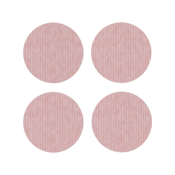 Lsque Pink Stripes Pattern 4" Drink Coasters Set of 4, PVC Leather Absorbent Coasters, Table Coaster Set Decorative Coffee Cup Coasters Housewarming Gift -Round Shape