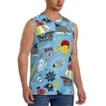 thumbnail image 1 of Lsque Pirate Marine Animals Print Men's Cotton Blend Sleeveless Muscle Shirts (S-3XL)- Moisture Wicking, Odor Protection, UPF 30+,3X-Large, 1 of 8