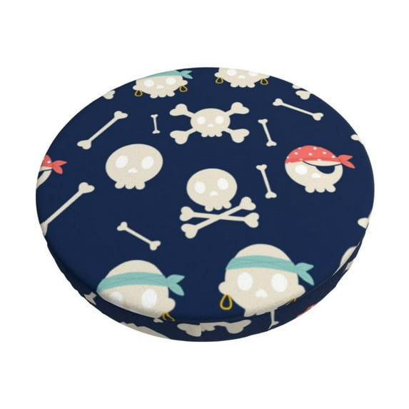 Lsque Pirate Skulls 1 Pattern Round Bar chair cushion covers Velvet Fabric Premium Comfort Protects from Scratches and Stains for 14-17 Inch Chair-13 inch