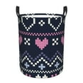 thumbnail image 1 of Lsque Pixel Heart Winter Pattern Laundry Hamper Basket, Tall Woven Rope Hamper Basket for Clothes, Lightweight Storage Basket, Collapsible Waterproof-Medium, 1 of 6