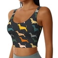 thumbnail image 1 of Lsque Plaid Dachshund Printed Women'S Sports Bra, Compression, Moisture Wicking, High-Impact Sports Bra For Women,Supportive sports bra-, 1 of 9