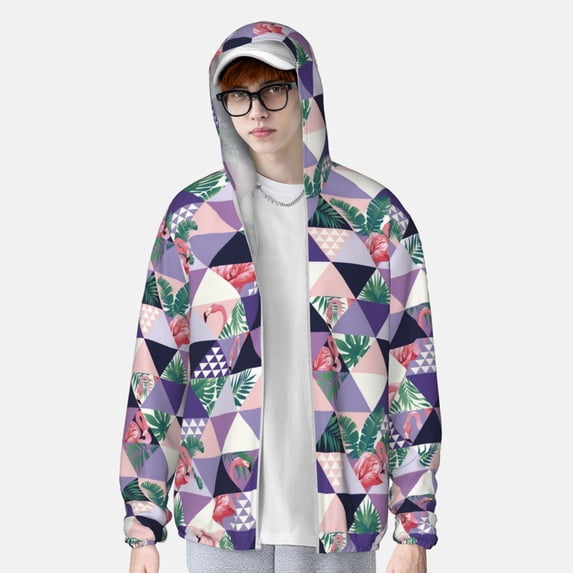 Lsque Plaid Flamingo UPF 50+ Lightweight Sun Protection Men's Women's Long Sleeve Shirt, Hoodie Performance -XX-Large