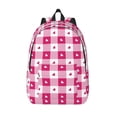 thumbnail image 1 of Lsque Plaid Heart Pattern Canvas Daypack, Durable Backpack, High-quality Versatile Backpack,Vintage Compact Backpack-Small, 1 of 1