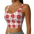 thumbnail image 1 of Lsque Plaid Heart Printed Women'S Sports Bra, Compression, Moisture Wicking, High-Impact Sports Bra For Women,Supportive sports bra-Medium, 1 of 9