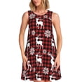 thumbnail image 1 of Lsque Plaid Reindeer Snowflakes Pattern Summer Dresses for Women – Sleeveless T-Shirt Swing Sundress, Perfect for the Beach and Casual Days, 1 of 7