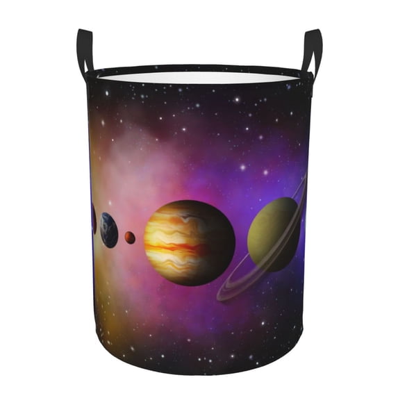 Lsque Planets And Stars Pattern Laundry Hamper Basket, Tall Woven Rope Hamper Basket for Clothes, Lightweight Storage Basket, Collapsible Waterproof-