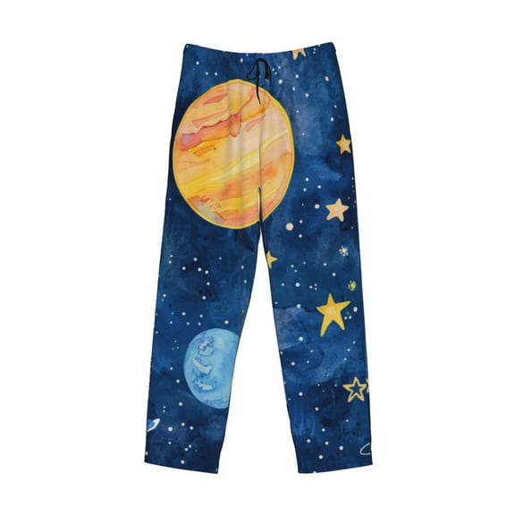 Lsque Planets And Stars1 Print Men's Pajama Pants, Lounge Pant - Comfortable Home Wear,Elastic Waistband, Stylish Design-Small