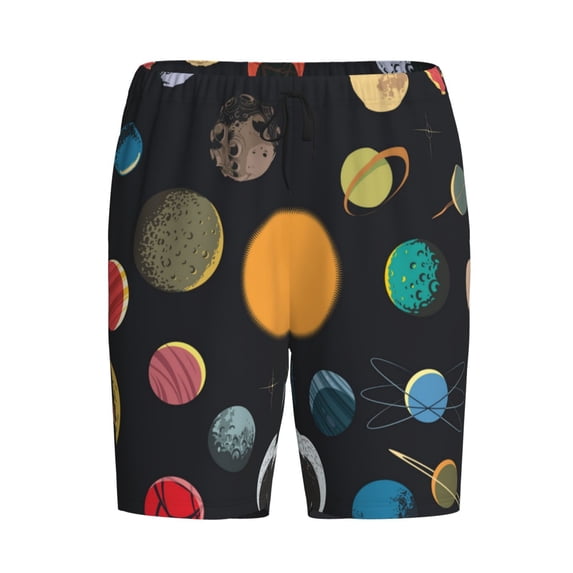 Lsque Planets And Their Moons Mens Sleep Pajama Shorts,Short Pajama Pants, Cotton Ultra-Soft Knit-Large
