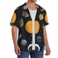 thumbnail image 1 of Lsque Planets And Their Moons print Men's Cuban Collar Short Sleeve Shirt Summer Beachwear Casual Button Down Fashionable Vacation Leisure Shirt-Medium, 1 of 7