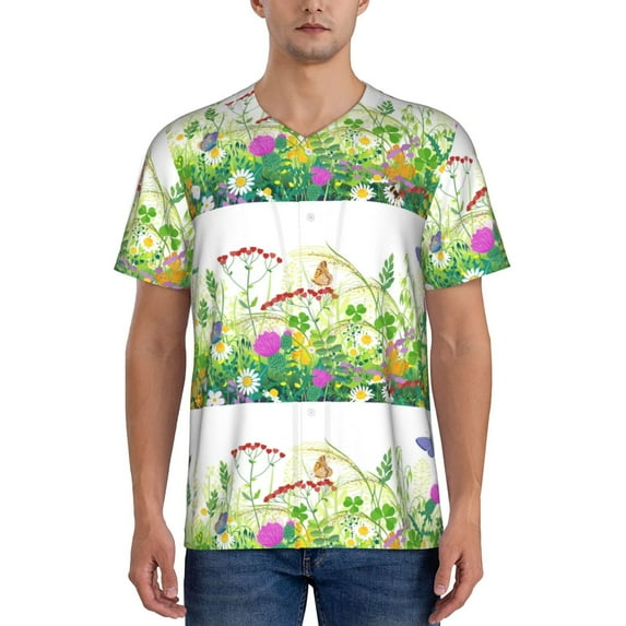 Lsque Plants and Insects Pattern Mens Polo Golf Shirts Funny Graphics Shorts Sleeve Button Shirts Baseball T-shirt-3X-Large