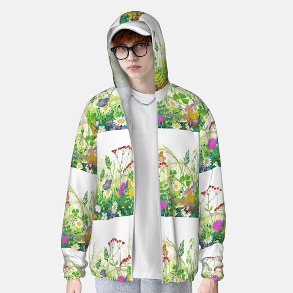 Lsque Plants and Insects UPF 50+ Lightweight Sun Protection Men's Women's Long Sleeve Shirt, Hoodie Performance -X-Large
