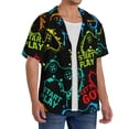 thumbnail image 1 of Lsque Play Game Start print Men's Cuban Collar Short Sleeve Shirt Summer Beachwear Casual Button Down Fashionable Vacation Leisure Shirt-Large, 1 of 7