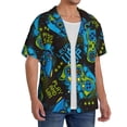 thumbnail image 1 of Lsque Play Game print Men's Cuban Collar Short Sleeve Shirt Summer Beachwear Casual Button Down Fashionable Vacation Leisure Shirt-Medium, 1 of 7