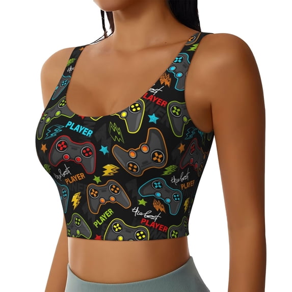 Lsque Play Game3 Printed Women'S Sports Bra, Compression, Moisture Wicking, High-Impact Sports Bra For Women,Supportive sports bra-Small