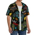 thumbnail image 1 of Lsque Play Game3 print Men's Cuban Collar Short Sleeve Shirt Summer Beachwear Casual Button Down Fashionable Vacation Leisure Shirt-4X-Large, 1 of 7