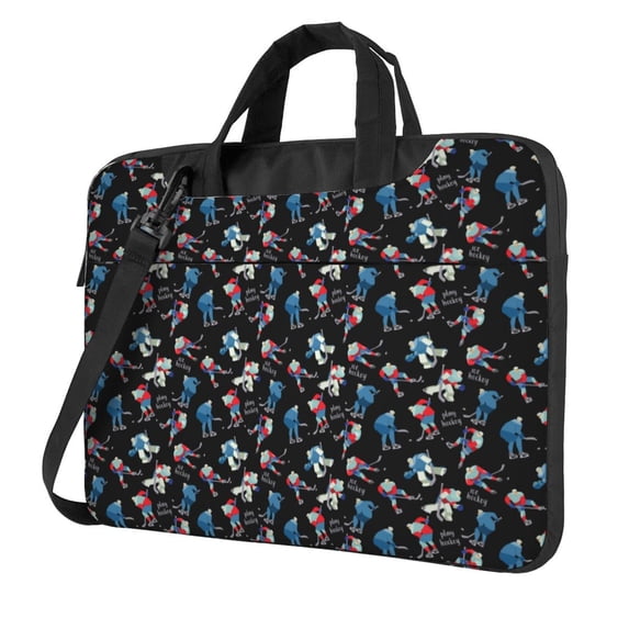 Lsque Play Hockey Pattern Laptop Bag – Portable & Slim Single-Shoulder Computer Case with Adjustable Strap, Protective, Lightweight for 13”/14”/15.6” Laptops