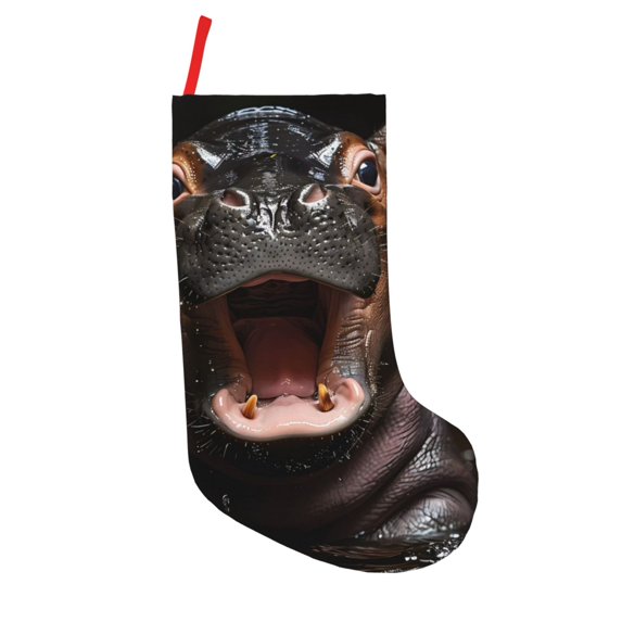 Lsque Playful Baby Hippo Splash Pattern 18 Inch Christmas Stockings, Festive Holiday Stocking for Christmas Decorations Holiday Decor