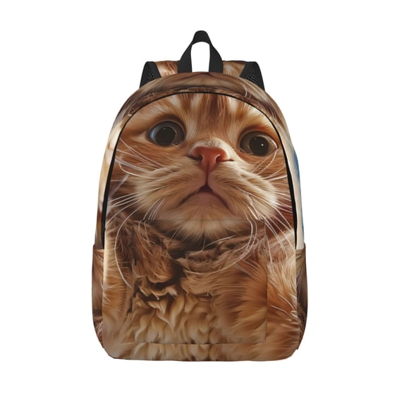 Lsque Playful Cat Fisheye View Pattern Canvas Daypack, Durable Backpack, High-quality Versatile Backpack,Vintage Compact Backpack-Medium