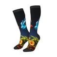 thumbnail image 1 of Lsque Playful Colorful Dragons Flowers Printed Crew Socks Men's Women's LightWeight Thin Casual Calf Socks ,Knee High Socks,Cotton Socks, 1 of 9