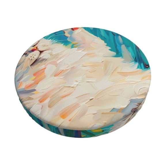 Lsque Playful Floral Cat Pattern Round Bar chair cushion covers Velvet Fabric Premium Comfort Protects from Scratches and Stains for 14-17 Inch Chair-12 inch