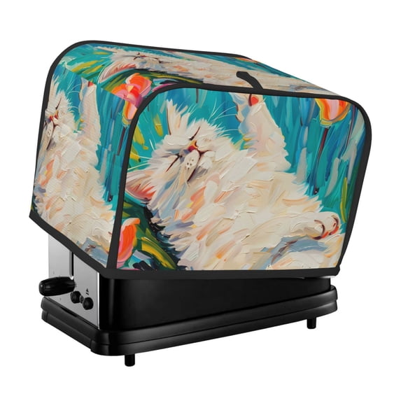 Lsque Playful Floral Cat Print 2 Slice Toaster Cover , Kitchen Appliance Dustproof Protector , Toaster Protector Dustproof Kitchen Appliance Cover