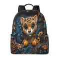 thumbnail image 1 of Lsque Playful Leopard Art Pattern Backpack – School Travel Canvas Daypack with Ergonomic Padded Straps, Multiple Compartments & Leather Handle, 1 of 5
