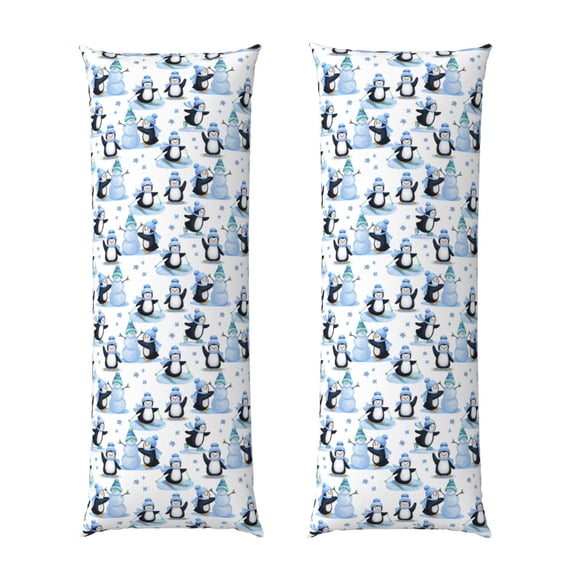 Lsque Playful Penguins and Snowmen Body Pillow Case Cover,Ultra-Soft Microfiber Bed Pillow Cases 20x54 inches,Elegant Bedding,Breathable Durable Pillow Cover with Envelope Closure