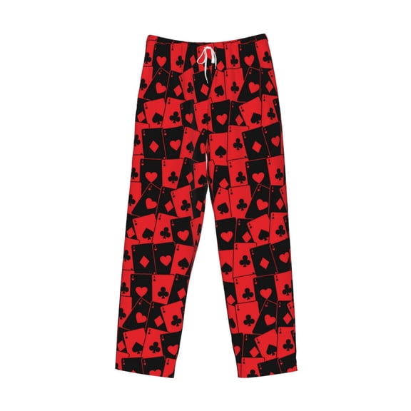 Lsque Playing Cards Print Men's Pajama Pants, Lounge Pant - Comfortable Home Wear,Elastic Waistband, Stylish Design-Small