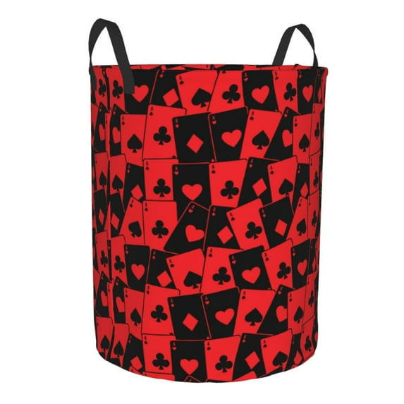 Lsque Playing Cards pattern Laundry Hamper Basket, Tall Woven Rope Hamper Basket for Clothes, Lightweight Storage Basket, Collapsible Waterproof-Medium