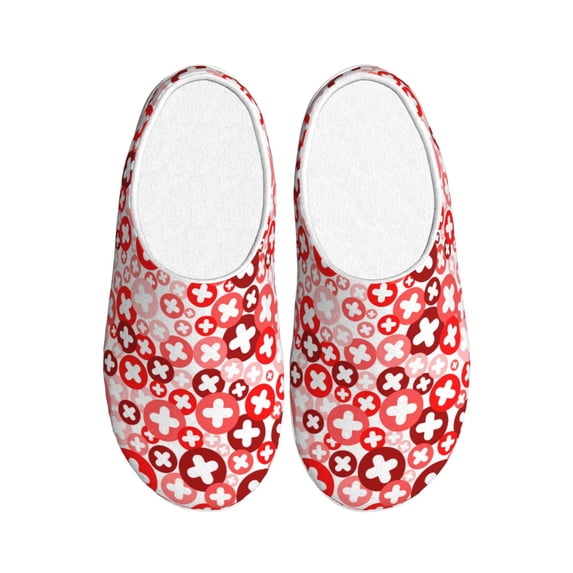 Lsque Plus Cross Pattern Womens Comfort Cotton on Scuff With Memory Foam and Anti-skid Sole Slipper-42/43