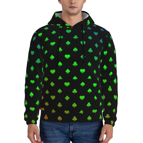 Lsque Poker Shapes Pattern Casual Men's Hoodie,Hooded Sweatshirt with Kangaroo Pocket,Pullover Hoodie-3X-Large