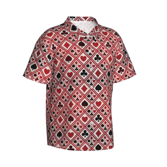Lsque Poker pattern Hawaiian Shirt for Men, Unisex Summer Beach Casual Short Sleeve Button Down Shirts-XX-Large