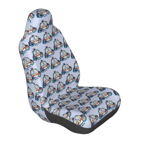 Lsque Police Car Pattern Car Seat Covers for Front Seats , Waterproof Seat Covers for Cars, Sporty Front Seat Covers,Car Seat Cover Protector Front Seats