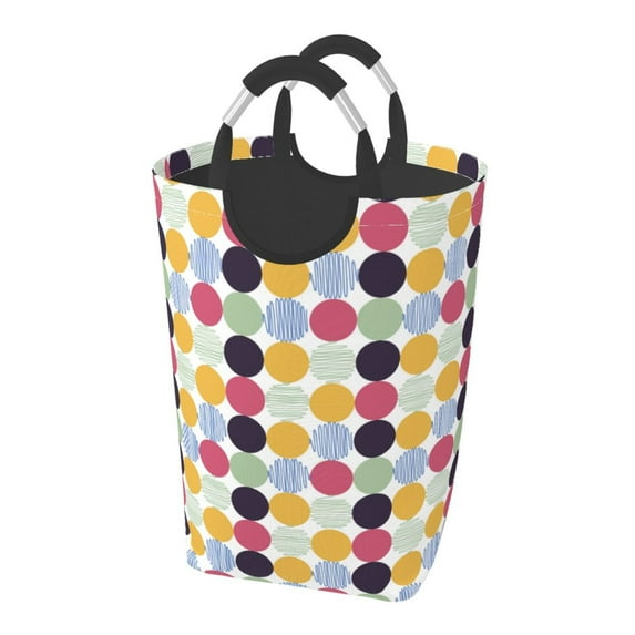 Lsque Polka Dot Laundry Basket, Laundry Hamper, Dirty Clothes Hamper for Laundry, Collapsible, Waterproof Laundry Baskets with Aluminum Handles for Laundry, Dorm, Family