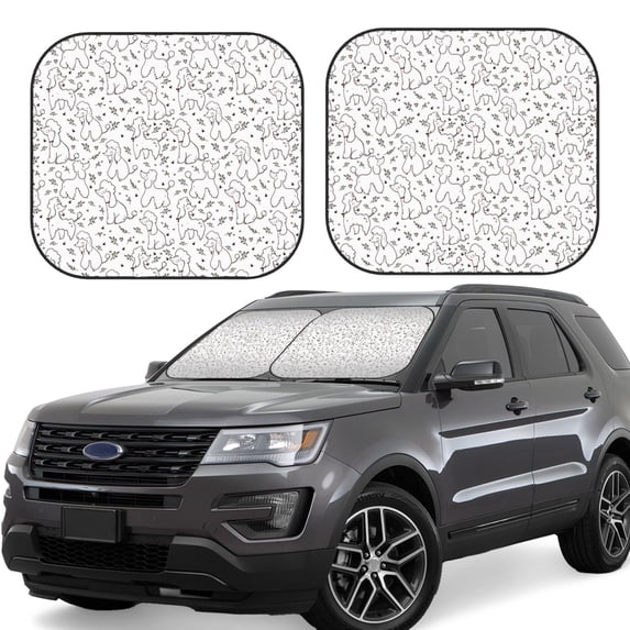 Lsque Poodle Dog 2 PCS Windshield Sun Shade | CarFoldable Window Covers | Car Accessories Reflect UV for Universal Cars SUV Truck | Medium