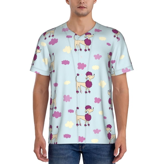 Lsque Poodle Dog Pattern Mens Polo Golf Shirts Funny Graphics Shorts Sleeve Button Shirts Baseball T-shirt-3X-Large
