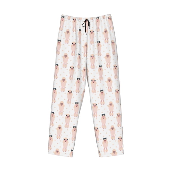 Lsque Poodle Dog Print Men's Pajama Pants, Lounge Pant - Comfortable Home Wear,Elastic Waistband, Stylish Design-Large