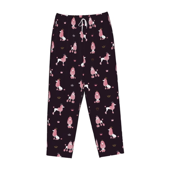 Lsque Poodle Dog Print Women's Pajama Pants, Lounge Pant - Comfortable Home Wear,Elastic Waistband, Stylish Design-Medium