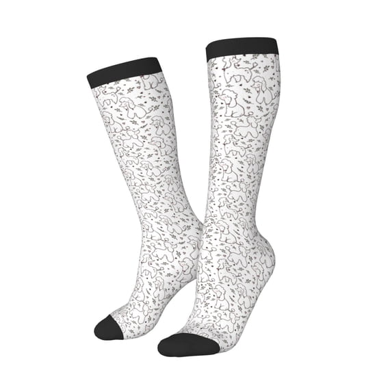 Lsque Poodle Dog Printed Crew Socks Men's Women's LightWeight Thin Casual Calf Socks ,Knee High Socks,Cotton Socks