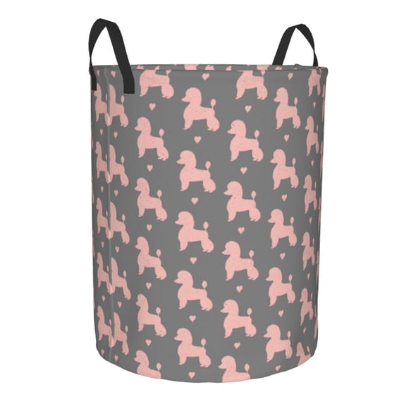 Lsque Poodle Dog pattern Laundry Hamper Basket, Tall Woven Rope Hamper Basket for Clothes, Lightweight Storage Basket, Collapsible Waterproof-Medium