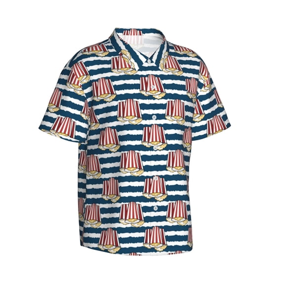 Lsque Popcorn pattern Hawaiian Shirt for Men, Unisex Summer Beach Casual Short Sleeve Button Down Shirts-