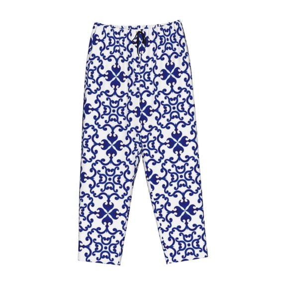 Lsque Porcelain Chinaware Print Women's Pajama Pants, Lounge Pant - Comfortable Home Wear,Elastic Waistband, Stylish Design-X-Large