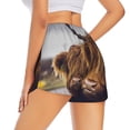 thumbnail image 1 of Lsque Portrait Of Cow With Its Baby Cow Printed Women's Running Shorts with Liner Pockets,Elastic Quick Dry Workout Athletic Gym Yoga Shorts,Womens High Waist Shorts-XX-Large, 1 of 9