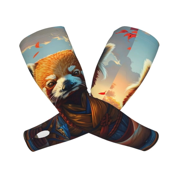Lsque Prairie Meditating Raccoon Cooling Arm Sleeves for Men & Women -Compression Sleeves to Cover Arms for Working,Sun Sleeves for UV Protection,Breathable, Moisture-Wicking