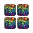 thumbnail image 1 of Lsque Pride Rainbow Pattern 4" Drink Coasters Set of 4, PVC Leather Absorbent Coasters, Table Coaster Set Decorative Coffee Cup Coasters Housewarming Gift -Square, 1 of 6