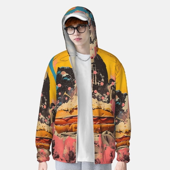 Lsque Psychedelic Band Hotdog Art UPF 50  Lightweight Sun Protection Men's Women's Long Sleeve Shirt, Hoodie Performance -Large
